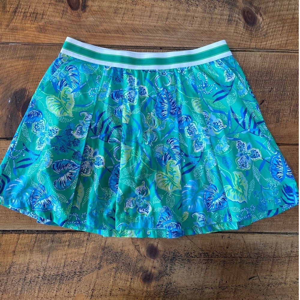 Lilly Pulitzer Womens Silvana Luxletic Skirt Botanical Green In A Flutter Medium